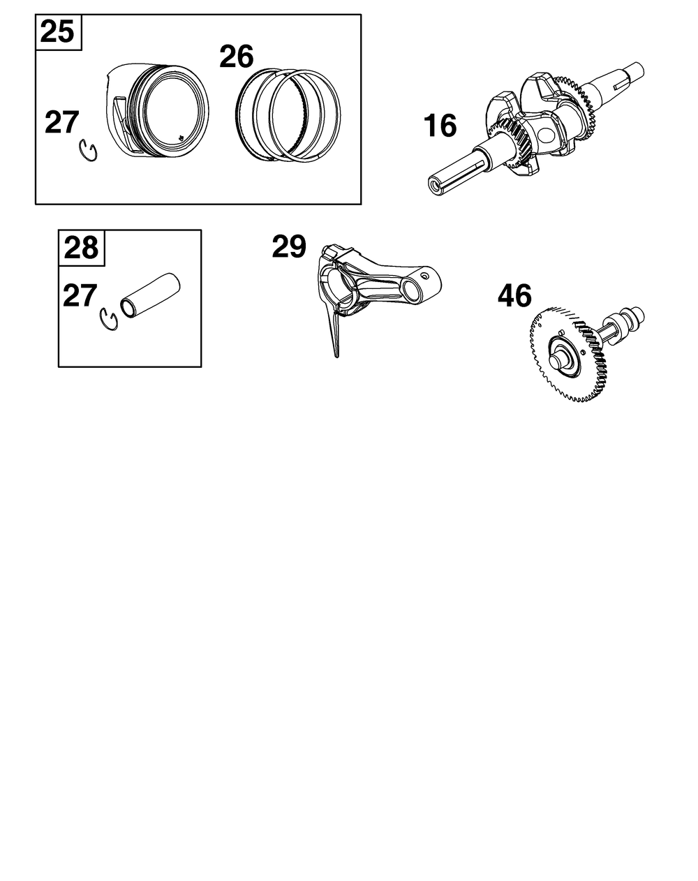 Crankshaft Group Diagram and Parts List for 13A135-0026-F1 100000 - 19Z999 Briggs and Stratton Engine